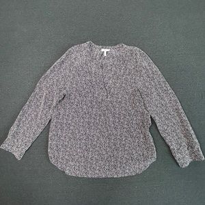 Joie 100% Silk Madera Blouse Black Split Neck Tie Size Large